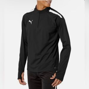 PUMA Men‘s TeamLIGA 1/4 Zip Long Sleeve Top in Color Black White in Size Large